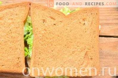 Sándwich con pan de centeno, pechuga y pepino