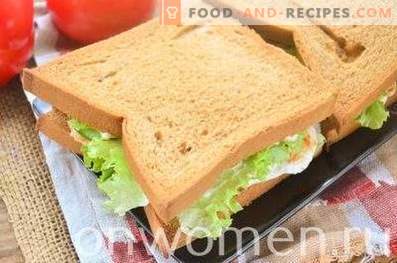 Sándwich con pan de centeno, pechuga y pepino