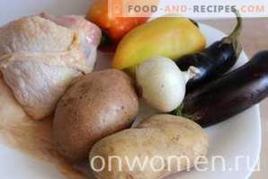 Pollo con berenjenas y patatas