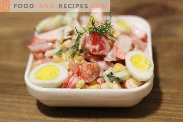 Salad with crab sticks, tomatoes and corn