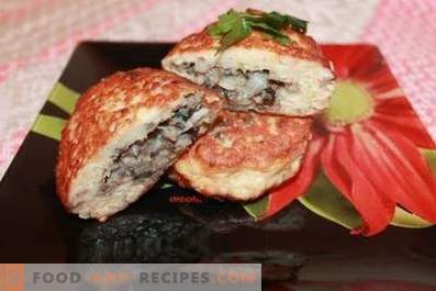 Minced meat patties with mushrooms