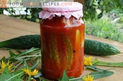 Pepinos en salsa de tomate para el invierno