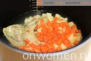 Sopa de codornices en una olla de cocción lenta