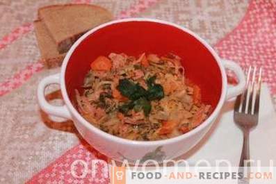 Cabbage stewed with sausage