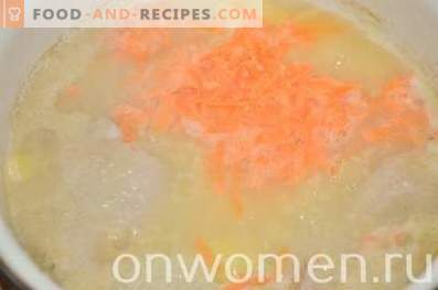 Sopa con mijo y huevo en caldo de pollo