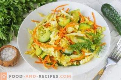 Saladas de repolho e cenoura