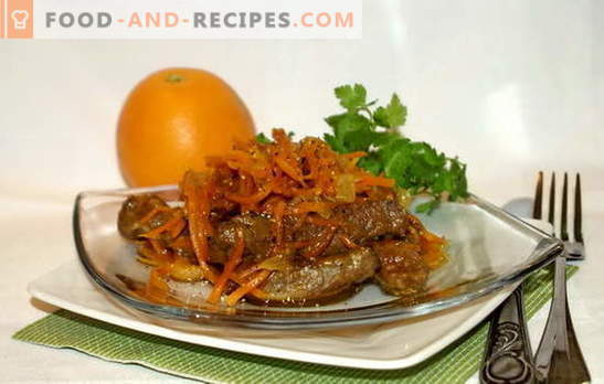 Hígado de res con zanahorias: frito, estofado, en una ensalada. Las mejores recetas para cocinar hígado de res con zanahorias