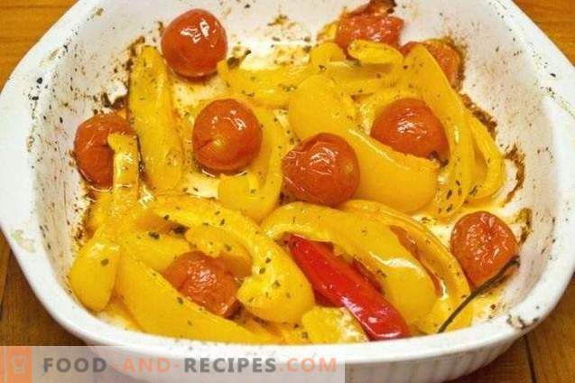 Confi de pimiento amarillo con tomates cherry